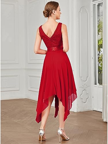 Image of Ever-Pretty Women's Spring V Neck Lace Chiffon A Line Prom Dresses Semi Formal Cocktail Wedding Guest Dress 0207