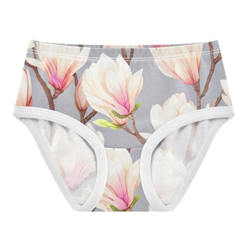 Print Toddler Underwear Custom 2t Cotton Panties for Girl Magnolia Flowers Cream Pink Undies Kids Briefs