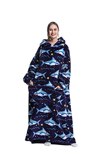 Lengthen Hoodie Blanket,Oversized Ultra Soft Warm Wearable Hooded Blanket Sweatshirt,One Size Fits All Adults Men Women - Image 4