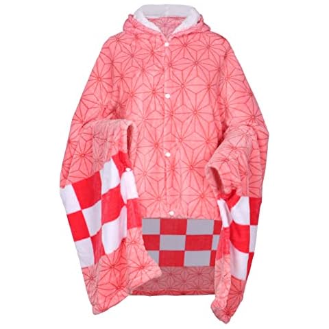 IamaCos Demon Slayer Kamado Nezuko Wearable Blanket Hoodie Anime Cosplay Warm Cozy Mantle Shawl Soft Pajamas Cloak Cape, 160*100 cm Cover