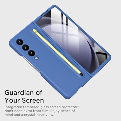 Image of TechTrendz Case for Samsung Galaxy Z Fold6, Ultra Premium Hybrid Cover for Samsung Galaxy Z Fold 6 Back Case with (Screen Protector) Built in Compact S Pen Holder and Storage Slot (Blue)