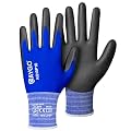 KAYGO Work Gloves PU Coated-12 Pairs, KG15P,Nylon Lite Polyurethane Safety Work Gloves, Gray Polyurethane Coated, Knit Wrist Cuff,Ideal for Light Duty Work (X-Large, Blue)
