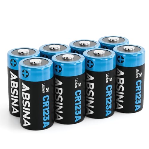 ABSINA 8X CR123A 3V Lithium Battery para cámaras y Mucho más   Pila CR123A a Prueba de Fugas y de Larga duración   Pilas CR 123 A con 1300mAh   Baterías
