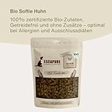 ESCAPURE Bio Softies – Hundesnacks aus Hähnchenfleisch – 100% Bio-Zutaten, 98% Muskelfleisch – Getreidefrei, ohne Zusatzstoffe, Soft-Leckerli für Training & Belohnung (120g)