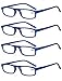 Produktbild 4 Pack Lesebrille 1.0 Herren/Damen,Gute Brillen,Hochwertig,Komfortabel,Rechteckig,Super Lesehilfe,fur Manner und Frauen (4 Blau)