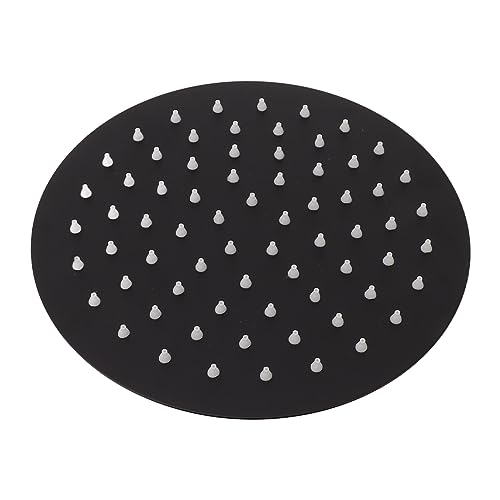 BORDSTRACT Ultra Thin Rainfall Shower Head, Rain Waterfall Stainless Steel Fixed Showerhead for Home Bathroom, Round Black 8in