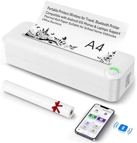 Relassy Portable Printer Wireless for Travel, Inkless Thermal Pri...