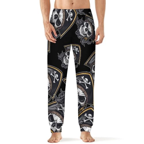 Pirate Skull Pajama Pants Men Pj Bottoms Sleepwear Lounge Pant