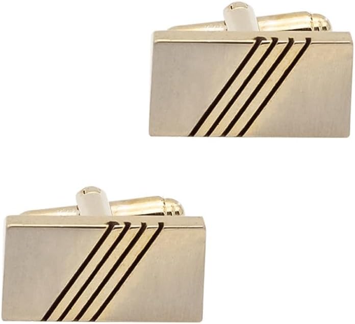 Electroplated Gold Rectangular Metal Cufflinks for Men's French Shirt Cufflinks