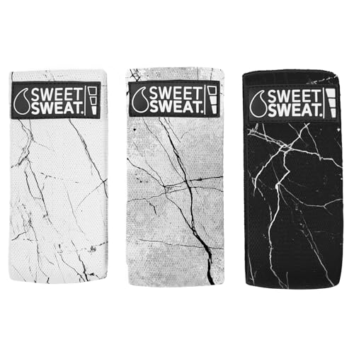 Image of Sweet Sweat Hip Bands with 3 Levels of Resistance | Non-Slip Fabric Booty Bands for Squats & Lunges | Includes Free Mesh Carrying Bag