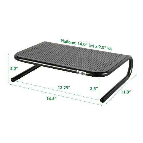 Allsop Metal Art Jr. Monitor Stand, 14-Inch Wide Platform Holds 40 Lbs With Keyboard Storage Space - Pearl Black (30165) #TOP6