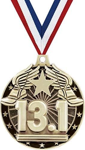 13.1 Medallas, 2 "Medalla de Oro Media Maratón Premio con Grabado Personalizado Gratis