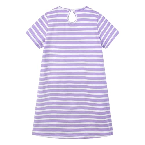 Image of HILEELANG Little Girl Short Sleeve Dress Easter Cotton Casual Applique Tunic Shirt Dresses