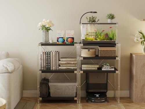 Image of 3-Tier Industrial Bookshelf, Wood and Metal Shelf Unit, Storage Bookcase