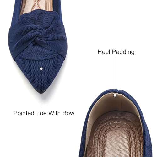 Image of HIULYCENCE Flats for Womens Pointed Toe Ballet Flats with Bow Comfortable Knit Dressy Flats