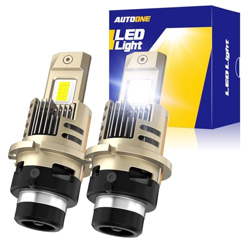 Image of AUTOONE D2S Led Bulbs, 70000LM 6000K Cool White, 1400% Brightness, D2R Lamps Replacement for Cars, Plug and Play (Pack of 2)