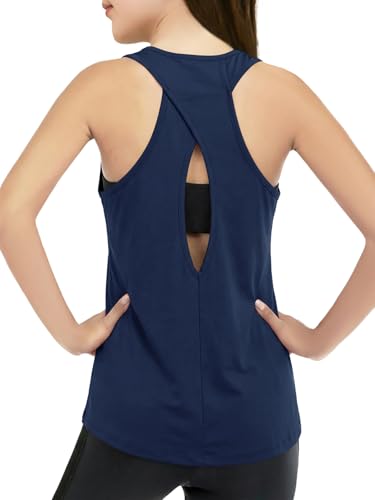 Image of Haloumoning Girls Athletic Tank Tops Racerback Sleeveless Shirts | Dry Fit Active Sports Running Yoga Shirts