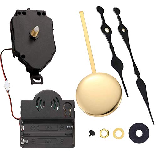 Quartz Pendulum Trigger Clock Movement Chime Music Box Completer DIY Wall Mechanism Repair Parts Replacement with 4 Pairs of Spades, Fancy, Straight Clock Hands, 6/25 in Max Dial Thickness