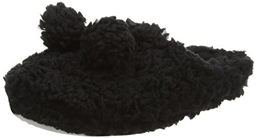 Spot On Pom Pom Fluffy Mule - Pantuflas con Forro cálido de sintético Mujer, Color Negro, Talla M
