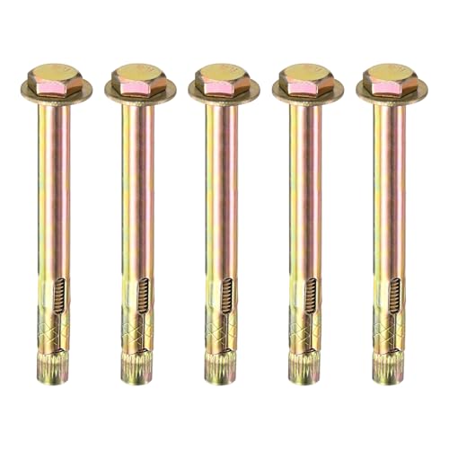 Image of M METERXITY 5-Pack Hex Expansion Bolt, M10x120mm Colored Galvanized Iron-Carbon Steel External Hex Expansion Bolts, Anti-Corrosion Metal Bolt for Concrete /Dry Brick /Block Walls