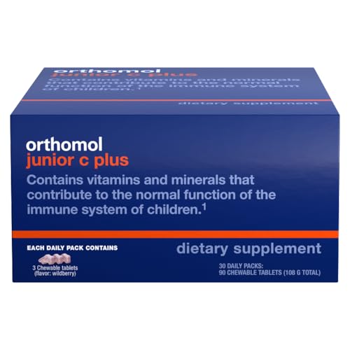Orthomol Immun Junior C Plus, Kid's Multivitamin, Wildberry Flavo...