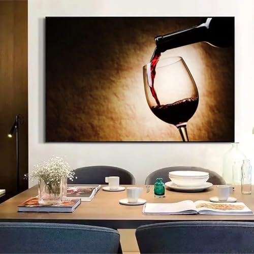 Peinture à l'huile sur verre de vin rouge toile 70x100cm pour cuisine et bar