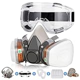 Reusable Half Facepiece Cover Set w/Safety Goggles & Filters Against Dust Organic Vapors Gas Pollen