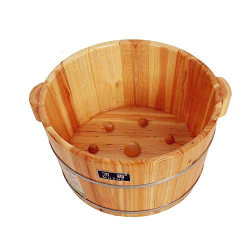 DSJMUY Voetbad Barrel massief hout natuurlijke verdikking voetenbad water hout badkuip huisisolatie stoombodem met… - Afbeelding 3