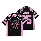 Maillot de Rugby imprimé Noir et Rose Kpop Lisa Jennie Jisoo Rose, Maillot de Football Hip Hop America pour Les Fans de Musique 01-5 L