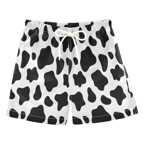 Black and White Cow Print Boys Beach Shorts Swim Trunks Toddler Bathing Suit Swimsuit Kids Swimwear