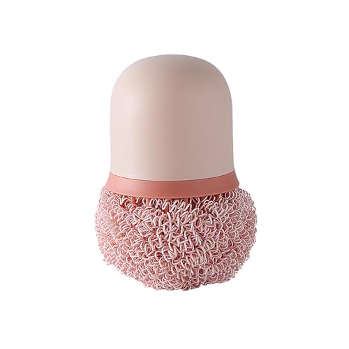 Image of Stainless Steel Wire Sponge Substitutes with Handle Non-Scratch Pot Scrubber Household Kitchen Cleaning Sponge for Non-Stick Pans, Dish, Metal Pot, Sink (Nordic Pink)