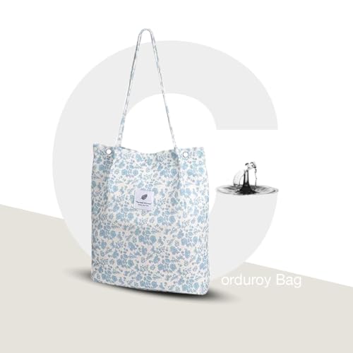 Image of Lyrovo Women Corduroy Shoulder Tote Bag for Work Beach Travel and Shopping Grocery