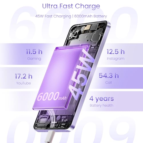 Image of realme 14T 5G Smartphone 8+128GB Lightning Purple, 6.67-inch Screen, 120Hz Display, 6000mAh Battery, 68MP Camera, MediaTek Dimensity 6300, IP69