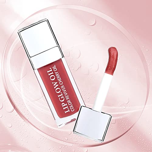 Fanxiton 2 Pack Lip Oil Hydrating Lip Gloss Tinted Lip Balm Plumper Clear Lip Gloss Makeup, Non-Sticky, Revitalizing, Lip Care Oils-Cherry Pink And Sexy Red #TOP7