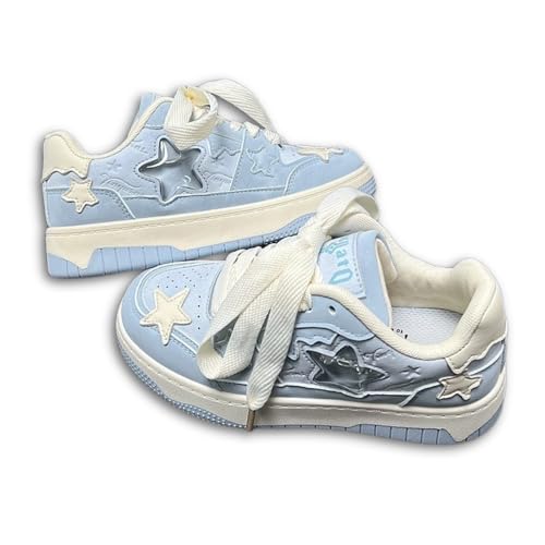 Women's Star Chunky Sneakers Y2k Aesthetic Cute Unique Comfort Casual Walking Creamy Stylish Platform Shoes for Sports