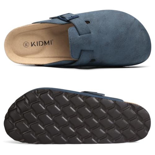 Image of KIDMI Unisex Vegan Suede Clogs Leather Mules Womens Mens Cork Footbed Potato Shoes with Arch Support
