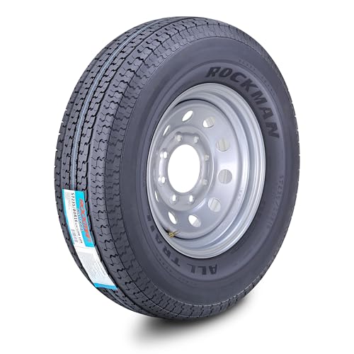 ROCKMAN Trailer Tire Wheel Assembly ST235/80R16 10-Ply E 124M 8 Lug on 6.5 PCD Silver Mod Rim