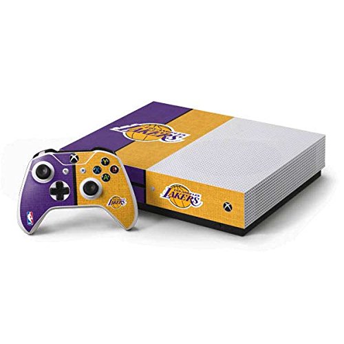 Skinit Decal Gaming Skin Compatible with Xbox One S Console and Controller Bundle - Officially Licensed NBA Los Angeles Lakers Canvas Design