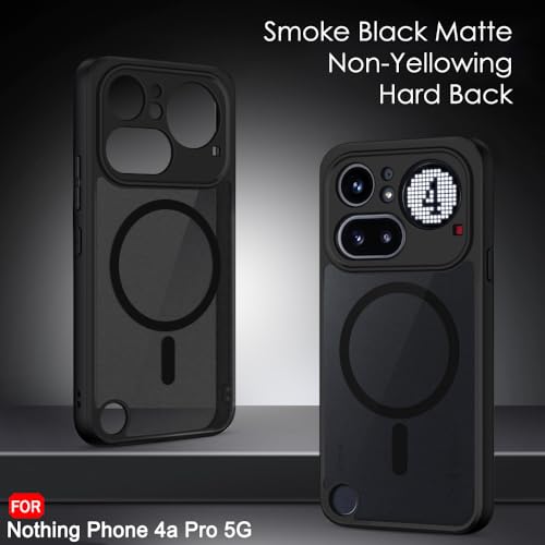 Image of TheGiftKart Hybrid Shockproof Back Cover Case for Nothing Phone 4a Pro 5G Compatible with MagSafe | Hard Back Cover Case for Nothing Phone 4a Pro (PC & TPU, Translucent Smoke Matte Back, Black Sides)