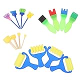 FONDOTIN 16個 点落書き用アートスポンジブラシ 柔らかい素材 小学校画材に 向け絵画ツール 創造力刺激ペイント用品 ランダム ランダムカラー