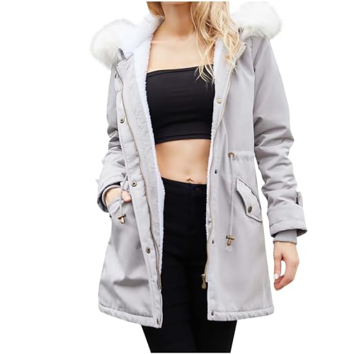 fartey Long Parka Coats for Women Waterproof Hooded Winter Snow Ski Jacket Zip Up Fleece Lined Windbreaker Trench Coat