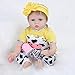 MAIHAO 22inch Reborn Baby Dolls with Soft Body Yellow Cow Set Real Life Babies Girl That Look Lifelike Newborn Baby Open Eyes