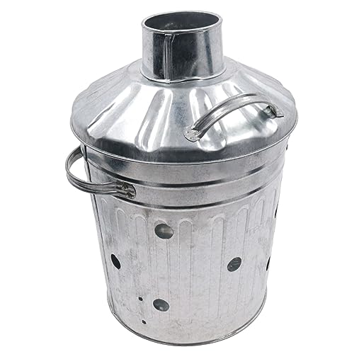 AB Tools Mini cubo incinerador de jardín pequeño de acero galvanizado para quemar residuos de madera