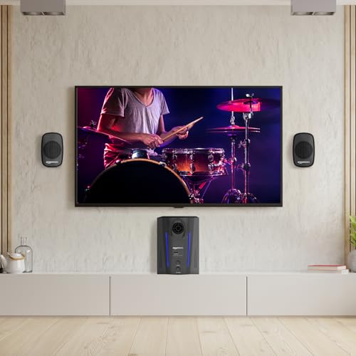 Image of Amazon Basics Wired Multimedia Speaker with Remote | 40W RMS | Bluetooth v5.3 | Aux in, USB, Micro TF Card | Compatible with TVs, Smart Phones, Tablets, PCs (Black)