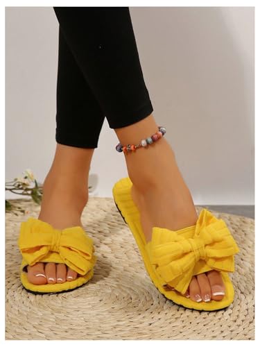 GORGLITTER Women's Bow Knot Flat Sandals Open Toe Slip On Slide Slipper Flats3