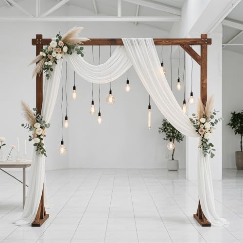 THORISE 7.3FT Wooden Wedding Arch Stand Square Wood Arch Wedding Arbor for Ceremony Party Proposal...