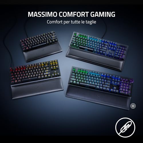 poggiapolsi ergonomico (Tenkeyless) - Per tastiere tenkeyless con cuscino in similpelle in memory foam (piedini in gomma antiscivolo, design ergonomico) Nero - Tastiera gaming - Immagine 4