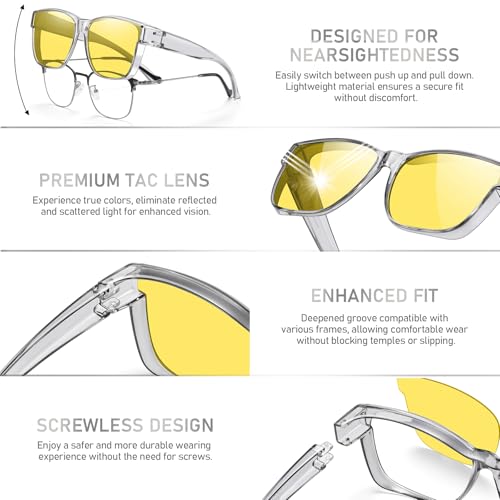 Image of GEGURI Polarized Sunglasses Fit Over Glasses for Men Women, Oversized Square Sun Glasses UV400 Protection Shades