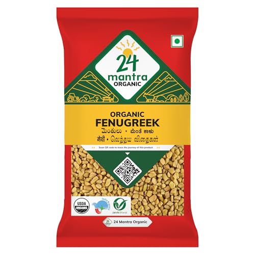 Image of 24 Mantra Organic Fenugreek Seeds /Methi Dana /Menthi Ginja - 100gms | Pack of 1 | 100% Organic | Chemical Free & Pesticides Free