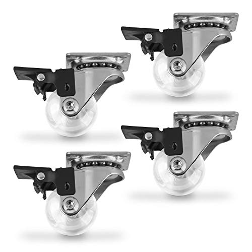 SOTECH 4 pièces Roulettes pivotantes SWIFT Ø 35 mm transparentes avec fonction de blocage une charge de 140 kg (35 kg par roulette) Hauteur 51 mm